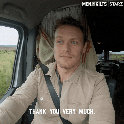 Sam Heughan Thank You GIF by Men in Kilts: A Roadtrip with Sam and Graham
