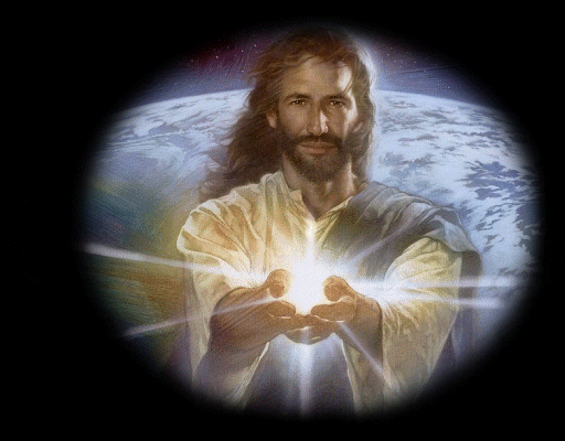 Jesus Christ offering his light to the world.