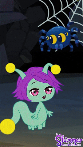 Shimmer the Glowworms meets a spider