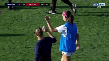 high fives michigan women's soccer GIF by Michigan Athletics