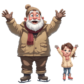 Ice Skating Snowing Sticker