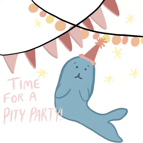 Waveygifs party sad narwhal pity party GIF