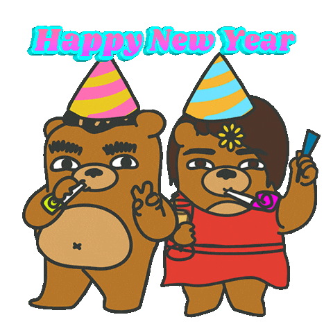 Happy New Year Celebration Sticker by maludbear