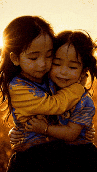 little kids hugging gif