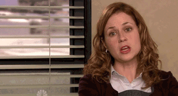The Office gif. Jenna Fischer as Pam Beesly looks into the camera during a confessional. She mouths the word that appears as text, "Yup."