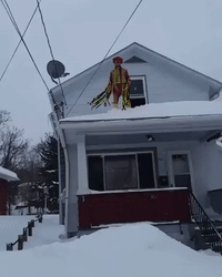'Macho Man Randy Savage' Jumps From Rooftop Onto Snow