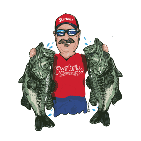 Cartoon Largemouth Bass Fish Baseball