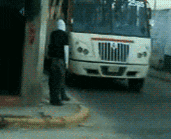 bus stop prank GIF
