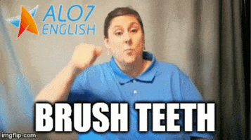 brushing teeth total physical response GIF by ALO7.com