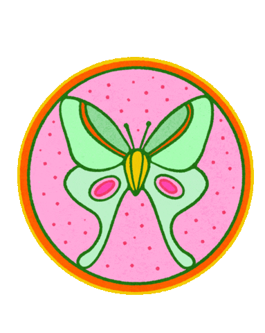 Happy Luna Moth Sticker by jaginkstudio