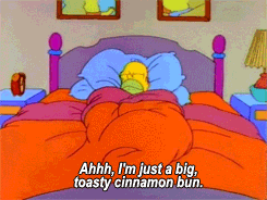 "Ahhh, I'm just a big toasty cinnamon bun." Homer Simpson GIF