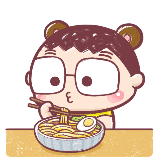 Noodle Eating Sticker by Bear Boss Buddies