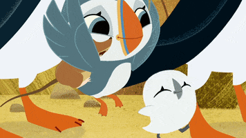 #puffinrock #puffin #rock #oona #mossy #smoothlanding #momentofrealization GIF by Puffin Rock
