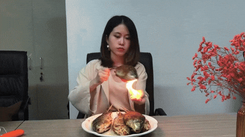 Truly. cooking fish youtuber office GIF
