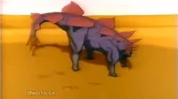stegosaurus swinging its spiked tail