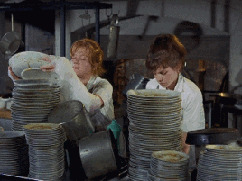  dishes hayley mills rosalind russell washing dishes the trouble with angels GIF