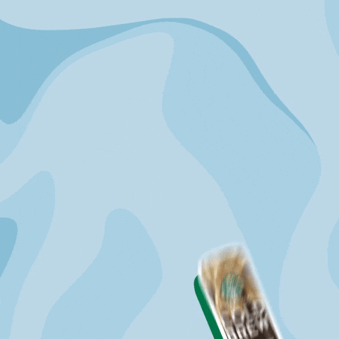 Sponsored gif. Digital illustration of a can of Starbucks Vanilla Sweet Cream Iced Coffee outlined in Starbucks white and green against a wavy blue background. Text appears that says "Coffee please," as a tiny green heart floats away. 