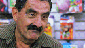 Video gif. A man with a mustache raises his eyebrows as if flirting as as we zoom in on his eyes.