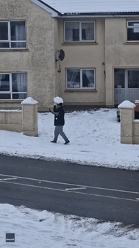 Man Wears 'Snow Hat' After Extreme Weather Hits Ireland