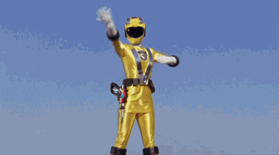 fart, power rangers, peace sign, farts, yellow ranger, shart – GIF