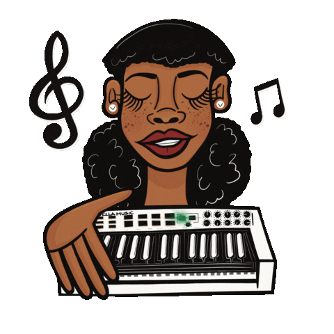 Jamming Black Girl Sticker by JellaCreative