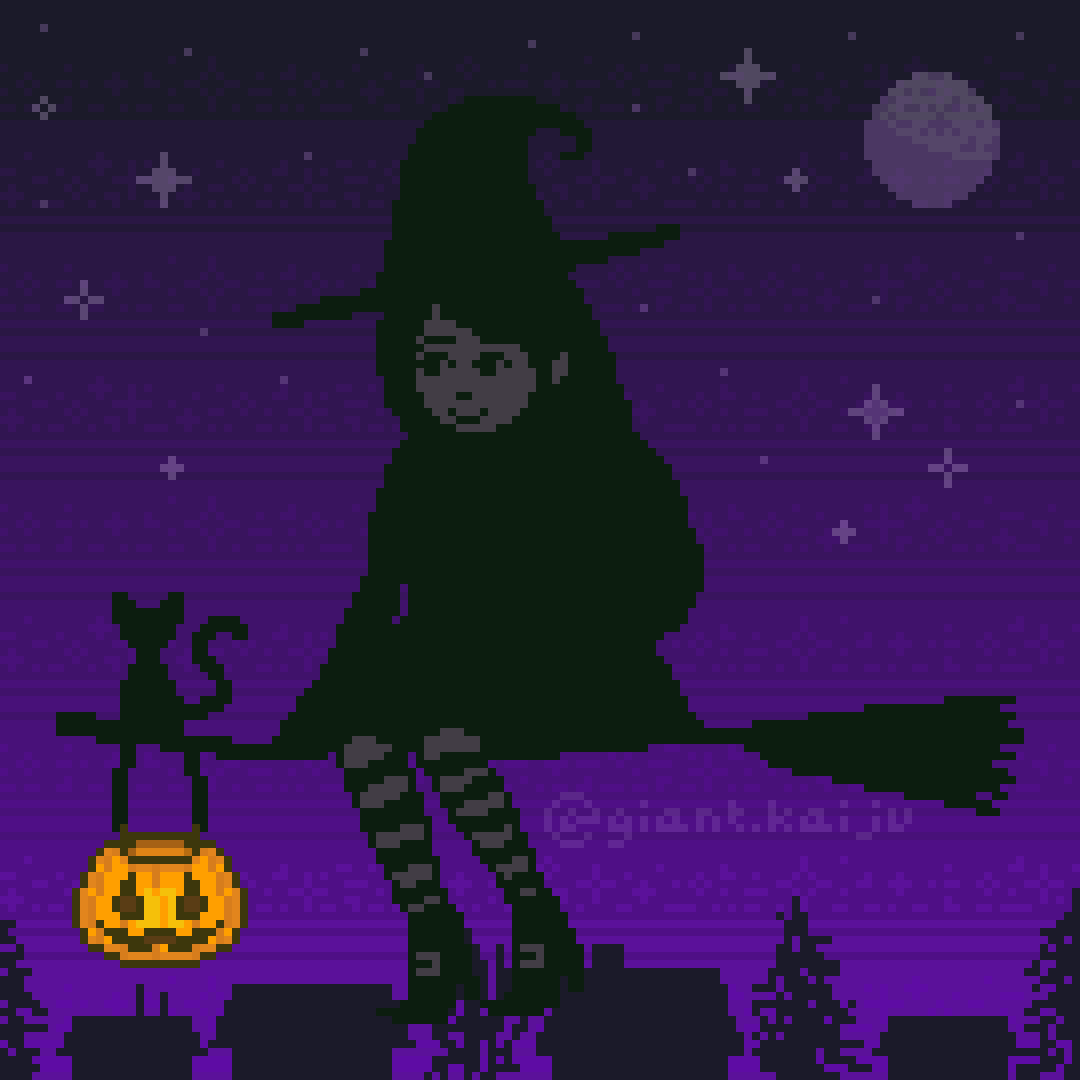 kaijupxl halloween purple pixel art witch GIF