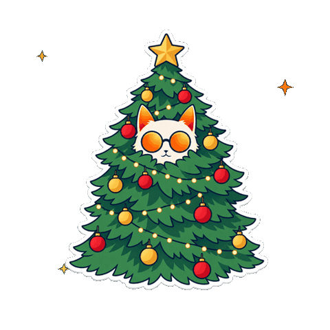 Merry Christmas Cat Sticker by Desertcatclub