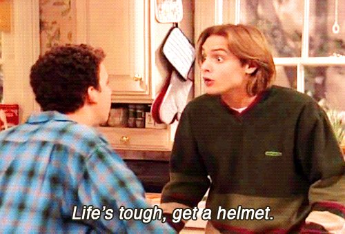 Image result for boy meets world life tough get a helmet gif
