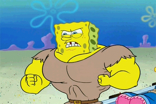  angry spongebob spongebob squarepants muscles strong GIF
