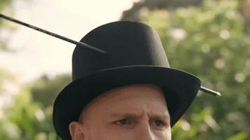 shrimpee surprise arrow aunty donna top hat GIF