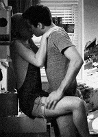 black and white kiss GIF