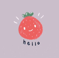 pinkfrogart hello kawaii simple strawberry GIF