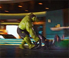  angry loki smash the hulk GIF