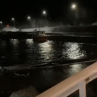 Huge Waves Crash Over Harbor Wall as Extreme Weather Hits Norway