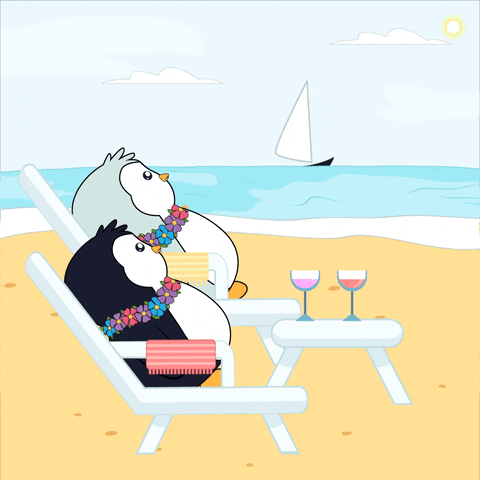 Beach Day Hello GIF by Pudgy Penguins