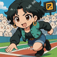 Hana’s Sprint Start. Crowd Cheering, Let’s Go!