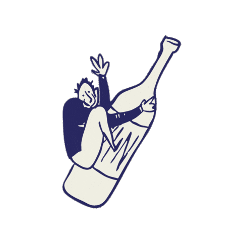 Waving Wine Bottle Sticker by CTZN
