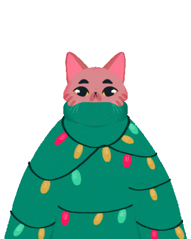 Merry Christmas Cat Sticker by Poupoutte