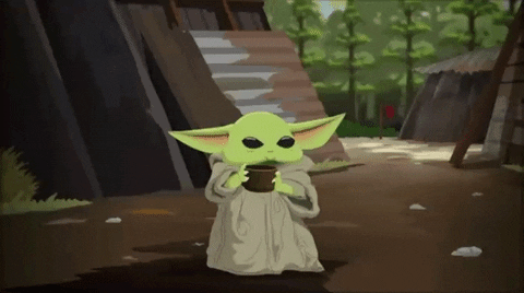Baby Yoda Sips Tea Gif