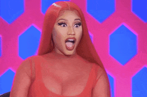 Reality TV gif. Nicki Minaj is on RuPaul's Drag Race and she stares wide eyed as her jaw drops and stays dropped.