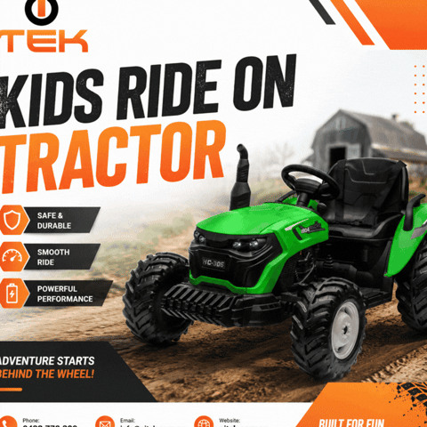 Buy Kids Ride On Tractor With Electric Tipping Trailer GIF