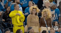 Lions fan wearing cheese grater hats (GIF)