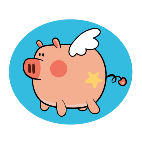 Flying Pig Sticker by Bos Animation