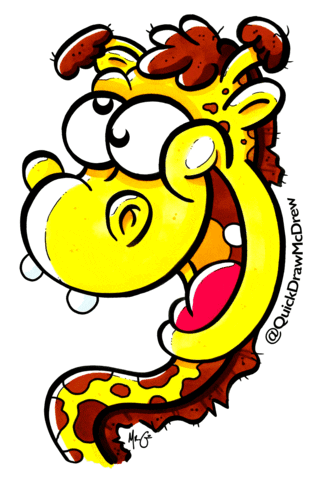 Crazy Eyes Giraffe Sticker by QuickDrawMcDrew