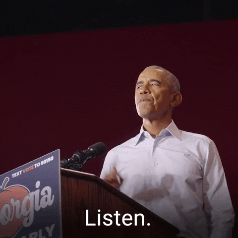 Listen Barack Obama GIF by The Democrats