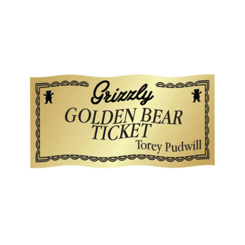 Golden Ticket Gold Sticker by Grizzly Griptape
