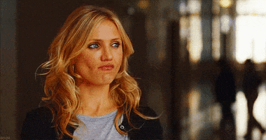 Celebrity gif. Cameron Diaz nods pensively and looks off to the side while her jaw shifts side to side, as if grinding her teeth.