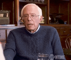 Political gif. Bernie Sanders furrows his brow and says, “Good Luck!”