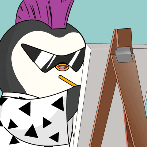 Posing Bob Ross GIF by Pudgy Penguins