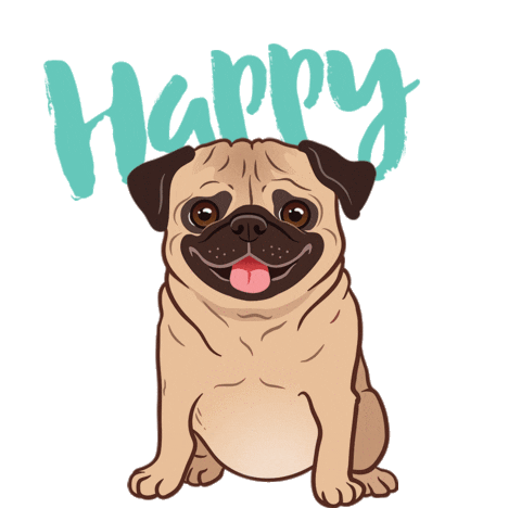 Happy Pug Sticker by Chatters Hair Salon
